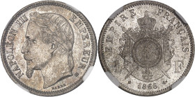 FRANCE
Second Empire / Napoléon III (1852-1870). 1 franc tête laurée 1866, BB, Strasbourg.NGC MS 67 (6633192-026).
Av. NAPOLEON III EMPEREUR (atelier)...