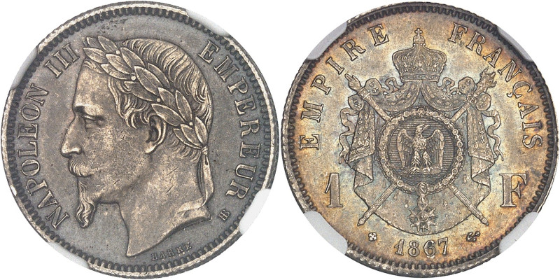 FRANCE
Second Empire / Napoléon III (1852-1870). 1 franc tête laurée 1867, BB, S...