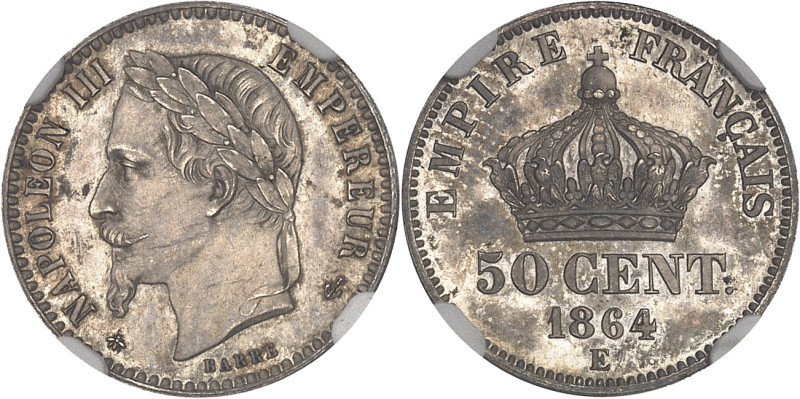 FRANCE
Second Empire / Napoléon III (1852-1870). Essai de 50 centimes tête lauré...