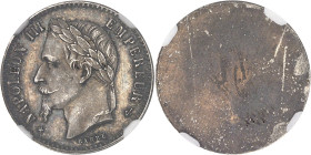 FRANCE
Second Empire / Napoléon III (1852-1870). Essai uniface d’avers de 50 centimes tête laurée en bronze-argenté ND (1864), Paris.NGC MS 62 (663135...