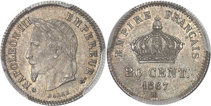 FRANCE
Second Empire / Napoléon III (1852-1870). 20 centimes, tête laurée 1867, ...