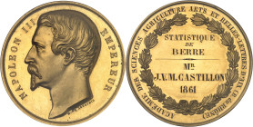 FRANCE
Second Empire / Napoléon III (1852-1870). Médaille d’Or, Prix de l’Académie d’Aix-en-Provence, à M. Castillon, statistiques de Berre, par H. de...