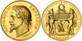 FRANCE
Second Empire / Napoléon III (1852-1870). Médaille d’Or, Exposition Universelle de 1867, GRAND-PRIX, par H. Ponscarme 1867, Paris.
Av. NAPOLEON...