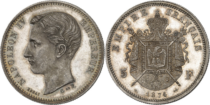 FRANCE
Napoléon IV (1856-1879). Essai de 5 francs, à l’écu carré 1874, Bruxelle...