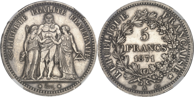 FRANCE
Gouvernement de Défense Nationale (1870-1871). 5 francs Hercule, Camélina...