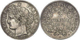 FRANCE
Gouvernement de Défense Nationale (1870-1871). 2 francs Cérès avec légende, A normal 1870, A, Paris.PCGS MS63 (39696750).
Av. RÉPUBLIQUE FRANÇA...