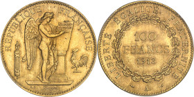 FRANCE
IIIe République (1870-1940). 100 francs Génie 1913, A, Paris.PCGS MS64 (84368756).
Av. RÉPUBLIQUE FRANÇAISE. Génie ailé de la République debout...