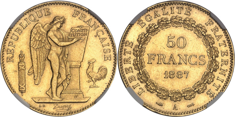 FRANCE
IIIe République (1870-1940). 50 francs Génie 1887, A, Paris.NGC MS 62 (66...