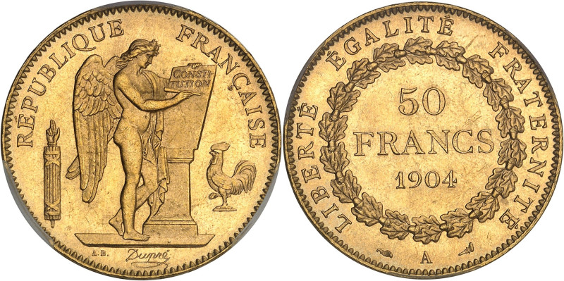 FRANCE
IIIe République (1870-1940). 50 francs Génie 1904, A, Paris.PCGS MS65+ (4...