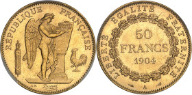 FRANCE
IIIe République (1870-1940). 50 francs Génie 1904, A, Paris.PCGS MS65+ (43994699).
Av. RÉPUBLIQUE FRANÇAISE. Génie ailé de la République debout...