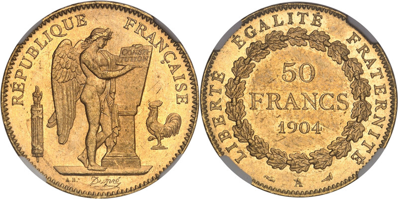 FRANCE
IIIe République (1870-1940). 50 francs Génie 1904, A, Paris.NGC MS 64 (63...