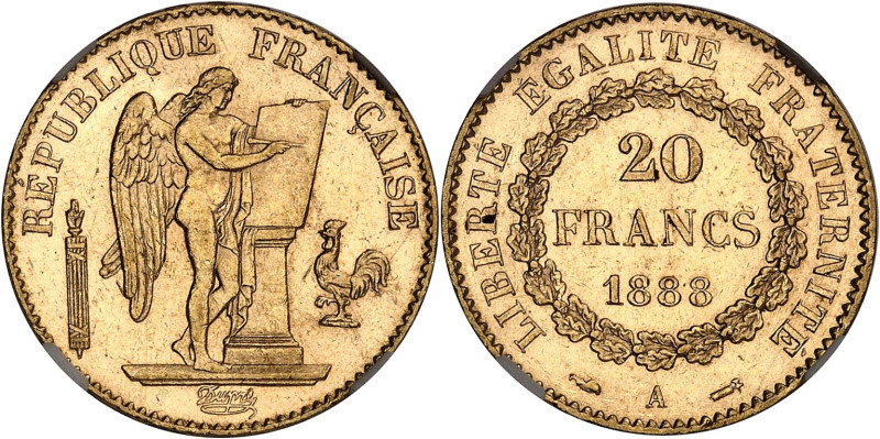 FRANCE
IIIe République (1870-1940). 20 francs Génie 1888, A, Paris.NGC MS 63 (57...