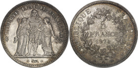 FRANCE
IIIe République (1870-1940). 5 francs Hercule 1874, A, Paris.PCGS MS66 (45081152).
Av. LIBERTÉ ÉGALITÉ FRATERNITÉ. Hercule entre la Liberté e...