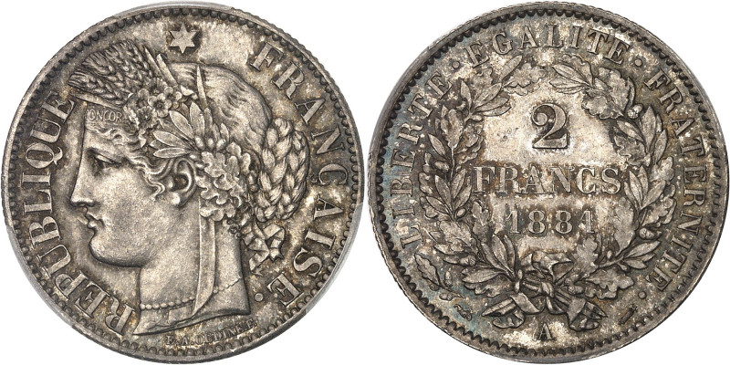 FRANCE
IIIe République (1870-1940). 2 francs Cérès 1881, A, Paris.PCGS MS65+ (43...