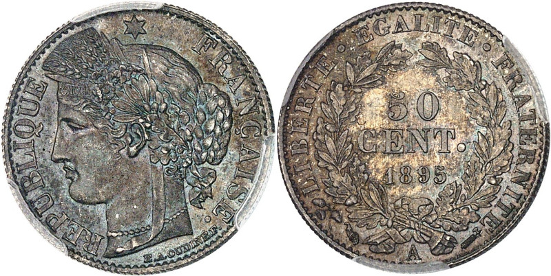 FRANCE
IIIe République (1870-1940). 50 centimes Cérès 1895, A, Paris.PCGS MS66 (...