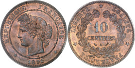 FRANCE
IIIe République (1870-1940). 10 centimes Cérès 1896, A, Paris.PCGS MS65RB (42977098).
Av. RÉPUBLIQUE FRANÇAISE. Tête de la République à gauche ...