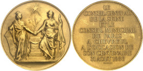 FRANCE
IIIe République (1870-1940). Médaille d’Or, centenaire de M.-E. Chevreul le 31 août 1886, par J.-B. Daniel-Dupuis 1886, Paris.NGC MS 62 (663379...