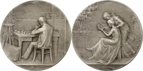 FRANCE
IIIe République (1870-1940). Médaille, la Glyptique ou la gravure en médailles par Georges Dupré, SAMF n° 23 1902, Paris.
Av. Dans son atelier,...