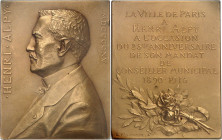 FRANCE
IIIe République (1870-1940). Plaque en Or, Henri Alpy, 25e anniversaire de son mandat de conseiller municipal, par G.-H. Prud’homme 1915, Paris...
