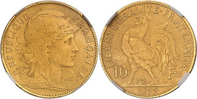FRANCE
IIIe République (1870-1940). Essai-piéfort de 10 francs Marianne, flan bruni et mat (PROOF MATTE) 1899, Paris.NGC PF 65 MATTE (6630750-001).
Av...