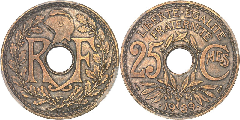 FRANCE
IIIe République (1870-1940). Épreuve (sans ESSAI) de 25 centimes Lindauer...