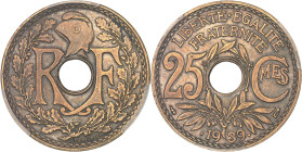 FRANCE
IIIe République (1870-1940). Épreuve (sans ESSAI) de 25 centimes Lindauer, grand module, en bronze 1939, Paris.PCGS Genuine Filed Rims - AU Det...