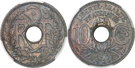 FRANCE
IIIe République (1870-1940). Épreuve de 10 centimes Lindauer, date sans points, en bronze, frappe spéciale (SP) 1935, Paris.PCGS SP63BN (397557...