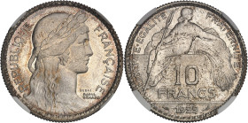 FRANCE
IIIe République (1870-1940). Essai de 10 francs, concours de 1929, par Bénard 1929, Paris.NGC MS 65 (6633193-137).
Av. REPUBLIQUE FRANÇAISE. Tê...