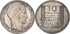 FRANCE
IIIe République (1870-1940). Essai de 10 francs Turin, type adopté 1929, Paris.NGC MS 65 (5777692-001).
Av. REPUBLIQUE FRANÇAISE. Tête de la Ré...