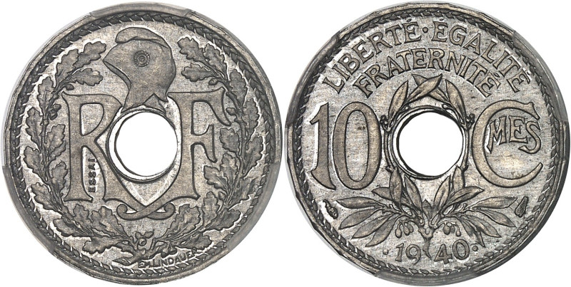 FRANCE
IIIe République (1870-1940). Essai de 10 centimes Lindauer, date avec poi...