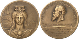 FRANCE
IIIe République (1870-1940). Médaille, Prix de l'école d'Architecture, attribuée à M. William Palanchon, par C. Ozana 1911 et 1923, Paris.
Av. ...