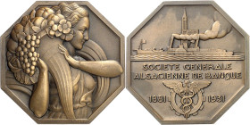 FRANCE
IIIe République (1870-1940). Médaille, cinquantenaire de la Société générale alsacienne de Banque, par P. Turin 1931, Paris.
Av. Femme à droite...