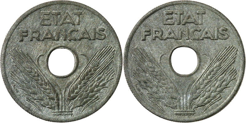 FRANCE
État Français (1940-1944). Essai de frappe, double avers, de VINGT ou de ...