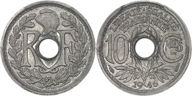 FRANCE
Gouvernement provisoire de la République française (1944-1946). Épreuve sans le mot ESSAI de 10 centimes Lindauer, petit module, en aluminium 1...