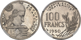 FRANCE
IVe République (1947-1958). Présérie de 100 francs Cochet, sans ESSAI 1950, Paris.NGC MS 64 (Maz.2755) (6630870-001).
Av. REPUBLIQUE FRANÇAISE....