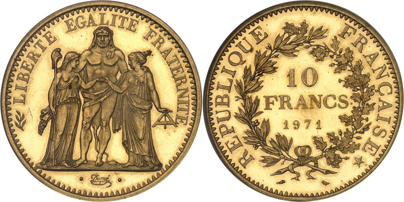 FRANCE
Ve République (1958 à nos jours). Piéfort de 10 francs Hercule, Flan brun...