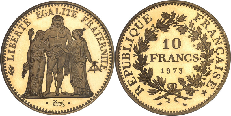 FRANCE
Ve République (1958 à nos jours). Piéfort de 10 francs Hercule, Flan brun...