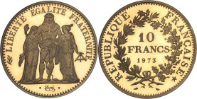 FRANCE
Ve République (1958 à nos jours). Piéfort de 10 francs Hercule, Flan bruni (PROOF) 1973, Paris.PCGS SP67 (45862849).
Av. LIBERTÉ ÉGALITÉ FRATER...