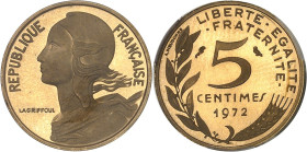 FRANCE
Ve République (1958 à nos jours). Piéfort de 5 centimes Marianne, Frappe spéciale (SP) 1972, Paris.PCGS SP68 (45272295).
Av. RÉPUBLIQUE FRANÇAI...