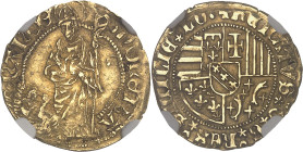 FRANCE / FÉODALES
Lorraine (duché de), René II (1473-1508). Demi-florin ND (1505), Nancy.NGC AU DETAILS REMOVED FROM JEWELRY (6631355-058).
Av. + RENA...