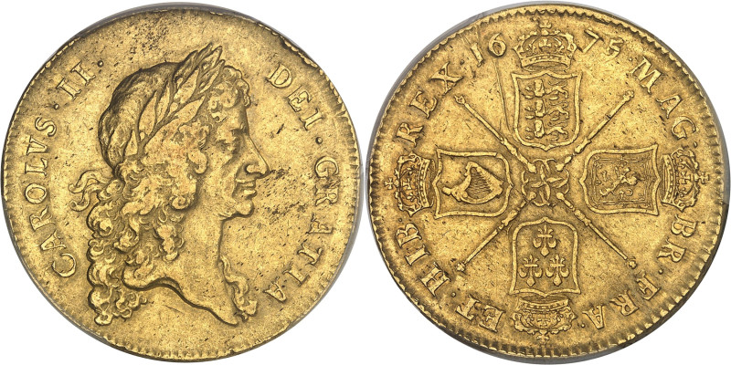 GRANDE-BRETAGNE
Charles II (1660-1685). 5 guinées 1675, Londres.PCGS Genuine Scr...