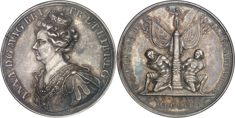 GRANDE-BRETAGNE
Anne (1702-1714). Médaille, victoire sur les Français à la batai...