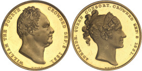 GRANDE-BRETAGNE
Guillaume IV (1830-1837). Médaille d’Or, couronnement de Guillaume IV et d’Adélaïde, Flan bruni (PROOF) 1831, Londres.PCGS PR62DCAM (3...