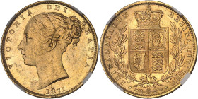 GRANDE-BRETAGNE
Victoria (1837-1901). Souverain, signature WW en relief, coin #28 1871, Londres.NGC MS 63 (6437750-009).
Av. VICTORIA DEI GRATIA. Tête...