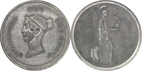 GRANDE-BRETAGNE
Victoria (1837-1901). Essai de la couronne (crown) par Bonomi, en métal blanc, coins non terminés et tranche lisse 1837 [1893], Londre...