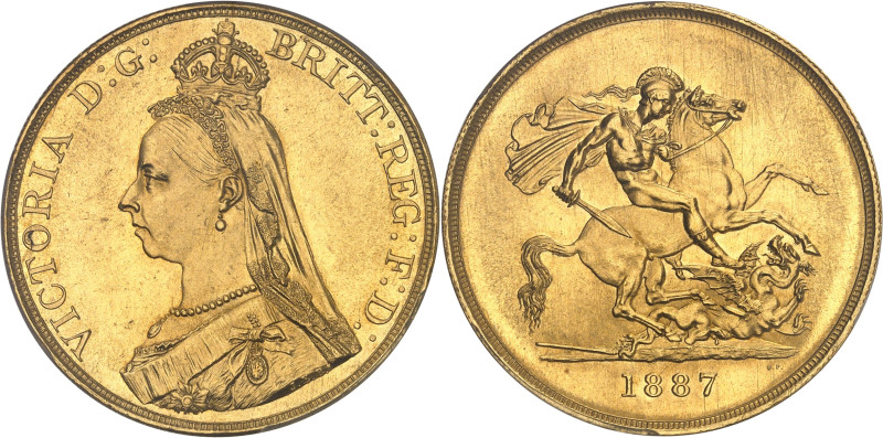 GRANDE-BRETAGNE
Victoria (1837-1901). 5 livres (5 pounds), jubilé de la Reine 18...