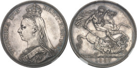 GRANDE-BRETAGNE
Victoria (1837-1901). Couronne (Crown), jubilé de la Reine, Flan bruni (PROOF) 1887, Londres.NGC PF 61 (1412302-012).
Av. VICTORIA D :...