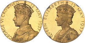 GRANDE-BRETAGNE
Georges VI (1936-1952). Médaille d’Or, couronnement du Roi Georges VI et d’Élisabeth, par Percy Metcalf, Flan bruni (PROOF) 1937, Lond...