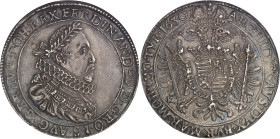 HONGRIE
Ferdinand II (1619-1637). Thaler 1630, KB, Kremnitz.NGC AU 55 (6632265-004).
Av. FERDINAND (écu) D. G. RO. I. S. AVG. GER. HV (écu) BOH. REX. ...