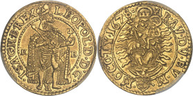 HONGRIE
Léopold Ier (1657-1705). Ducat 1678, KB, Kremnitz.PCGS Genuine Cleaned AU Detail (46282736).
Av. LEOPOLD. D: G. - R - .I. S. A. G. H. B. REX. ...